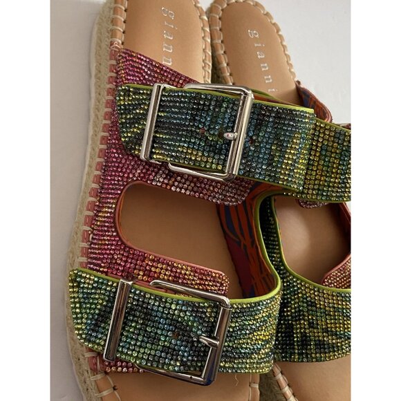 Gianni Bini Rhinestone Platform Sandals Womens Sz 10M Espadrille Double Straps - Picture 10 of 16